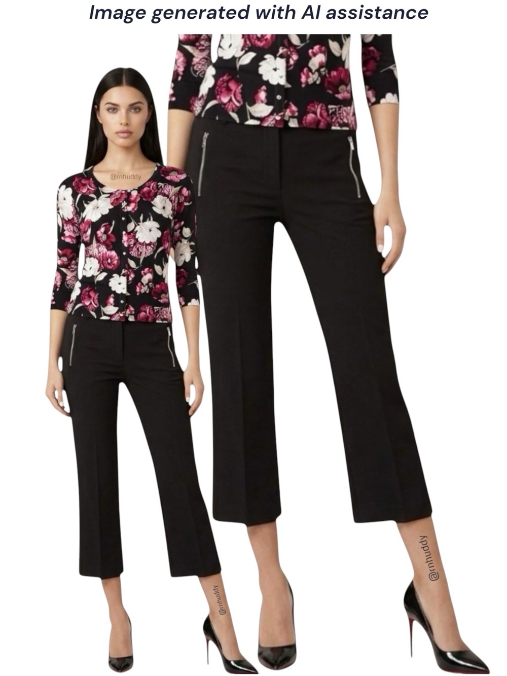 Calvin Klein size 8 black Zipper Pocket Twill Cropped Pants